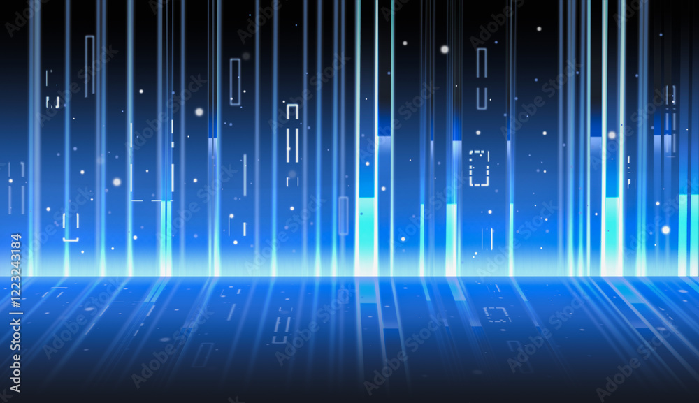 Canvas Prints blue glowing rectangle lines and light rays on dark background. big data, science, technology, virtu