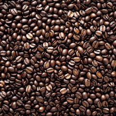 Obraz premium A panoramic arrangement of roasted coffee beans, spread out to highlight their natural detail 