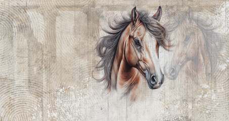 Beautiful horse. Illustration can be used as wallpaper, poster, decoration	