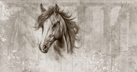 Beautiful  horse. llustration can be used as wallpaper, poster, decoration	