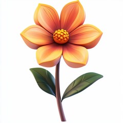 Obraz premium 3D icon cartoon of a blooming flower, isolated on a white background -