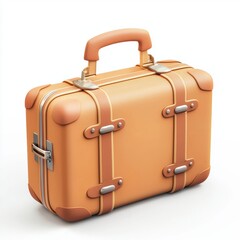 3D icon cartoon of a suitcase, isolated on a white background 
