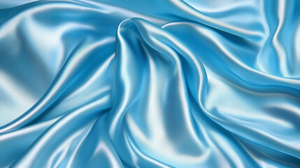 Fototapeta premium A macro shot of teal silk satin, with gentle folds catching vibrant light reflections, creating depth and richness.