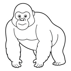 Gorilla Outline Coloring Book Fun and Educational Printable Pages for Kids and Adults