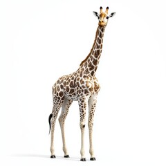 Naklejka premium 3D icon cartoon giraffe with a long neck, isolated on a white background 