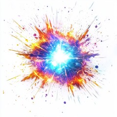 3D icon cartoon glowing energy burst with sparks, isolated on a white background -
