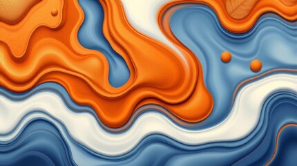 Abstract artwork with flowing organic shapes in a warm autumn color palette contrasted with cool.