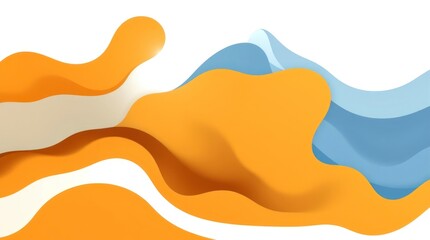 Abstract artwork with flowing organic shapes in a warm autumn color palette contrasted with cool.