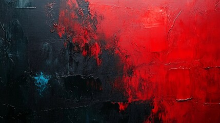 Fototapeta premium Abstract composition blends red and black hues creating a dynamic interplay of brush strokes and textures for expressive art