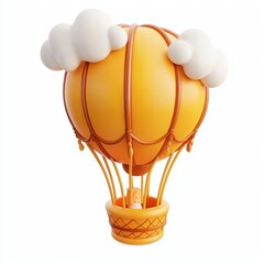 3D icon cartoon hot air balloon floating, isolated on a white background --quality 2