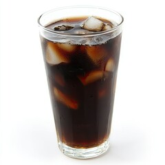 Iced cola drink in glass, studio shot, white background, refreshment (3)