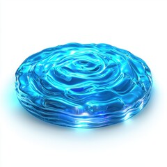 Fototapeta premium 3D icon cartoon rippling water surface with a glowing reflection, isolated on a white background