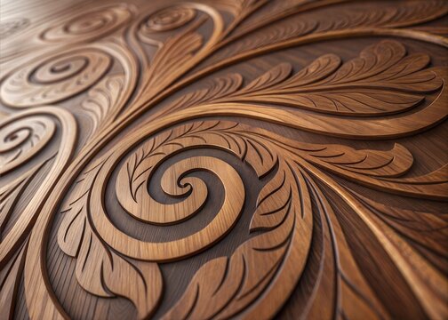 Close-Up Photo of Natural Wooden Texture with Swirling Patterns and Rich Brown Tones