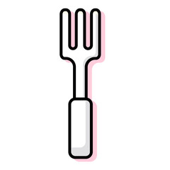 Outline cute fork. Vector illustration icon isolated on white background