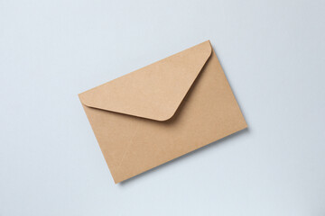 Craft envelope on gray background