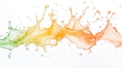 Colorful Water Splash in Vibrant Green and Orange