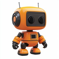 Fototapeta premium 3D icon cartoon of a personal AI robot helper, isolated on a white background 