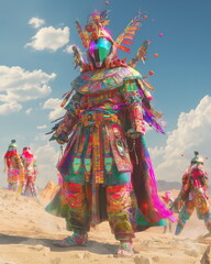 Fototapeta premium Full-length Captain Pharaoh with six arms controll_012