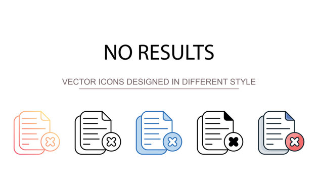 No Results icon design with white background stock illustration