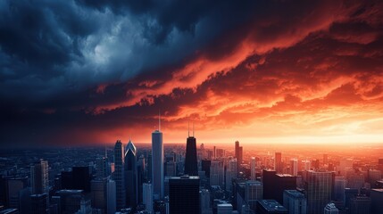 Fototapeta premium A dramatic stormy sky over a vibrant city skyline natural power resilience and the contrast of urban energy bold and captivating