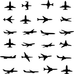 silhouettes of airplanes, aero plan, icon set, airplane icon vector design,  