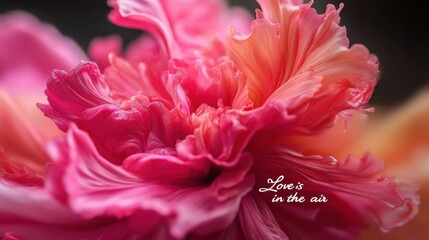 Fototapeta premium Vibrant Pink Flower Petals with Soft Background and Romantic Text Overlay
