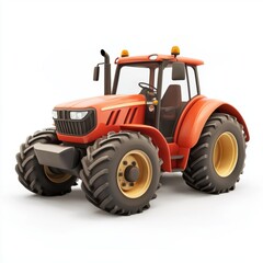 Obraz premium 3D icon cartoon tractor on a farm, isolated on a white background 