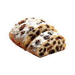 Chocolate and Nut Stollen Loaf Isolated on Transparent Background