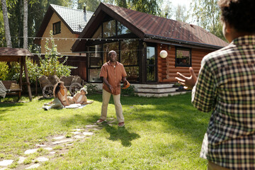 Enjoying Time Outdoors in Rustic Backyard Environment