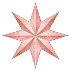 Obraz premium Eight-Pointed Star Watercolor, Geometric Design, Isolated on Transparent Background, star, watercolor, geometric