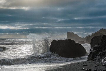 Vikurfjara Black Sand Beach near Vik on the island of Iceland
