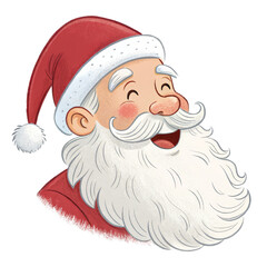 Jolly Santa Claus Illustration Digital Painting, Isolated on Transparent Background, Christmas Character, Christmas, Santa, Illustration
