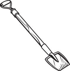 Spade Rustic Tool for Gardening, Silhouette vector art illustration