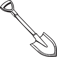 Spade Rustic Tool for Gardening, Silhouette vector art illustration