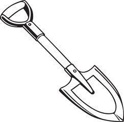 Spade Rustic Tool for Gardening, Silhouette vector art illustration