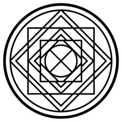 Fototapeta premium A modern circular logo featuring a single monogram letter in the center, surrounded by decorative line art flourishes for an elegant and timeless look.