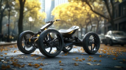 A creative alternative trike concept with ergonomic design, active city backdrop