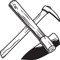 Spade Rustic Tool for Gardening, Silhouette vector art illustration