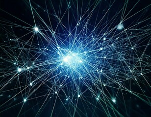 Fototapeta premium Abstract Neural Connections in Blue: Digital Networks on a Dark Background Generated image