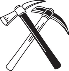 Spade Rustic Tool for Gardening, Silhouette vector art illustration
