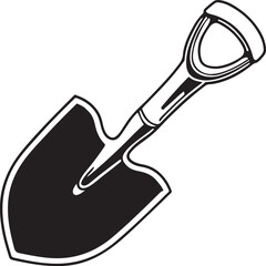 Spade Rustic Tool for Gardening, Silhouette vector art illustration