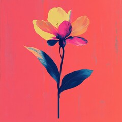 Naklejka premium Vibrant Flower on Coral Background Artistic Render