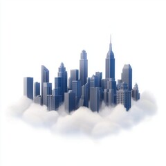 Fototapeta premium 3D icon cartoon smog-covered city skyline with barely visible buildings isolated on a white background --quality 2
