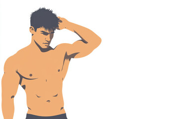 Fototapeta premium A man with a bald head and a shirtless chest is posing for a picture