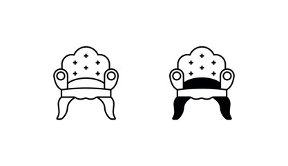 Retro Chair icon design with white background stock illustration