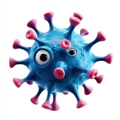 3D icon cartoon of a digital cyber virus, isolated on a white background