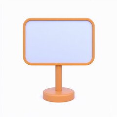 A simple orange table sign with a blank white surface, suitable for displaying messages or information in various settings.