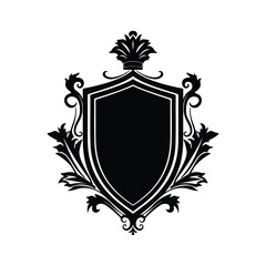 Elegant Ornamental Shield Design Vector for Heraldry, Classic Heraldic Shield, Intricate Floral Shield Vector, and Classic Themes, Perfect for Heraldic Projects