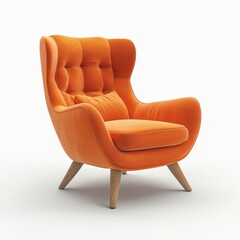 3D icon cartoon stylish armchair with wooden legs and a soft cushion isolated on a white background --quality 2