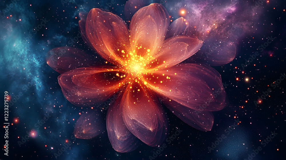 Wall mural universe with wonderful psychedelic and stars with generative ai